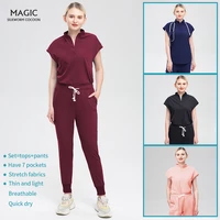 short sleeve nursing sets unisex v neck pocket pet caring workers topspants suits blouses working clothes scrubs women uniforms