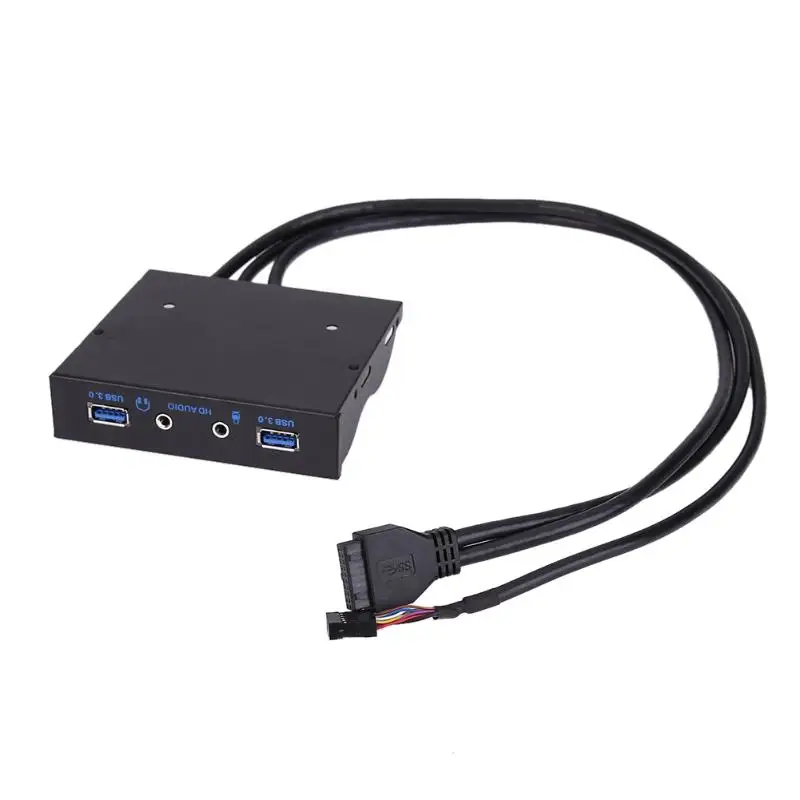 3.5" 20Pin to 2 USB 3.0 Port HUB + HD Audio PC Floppy Expansion Front Panel images - 6