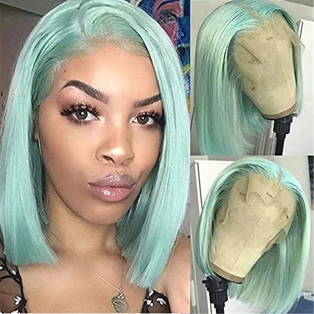 Glueless Short Bob Lace Front Wigs Synthetic Fiber Hair Replacement Lace Wig Bob Cut for Women Girls Middle Part