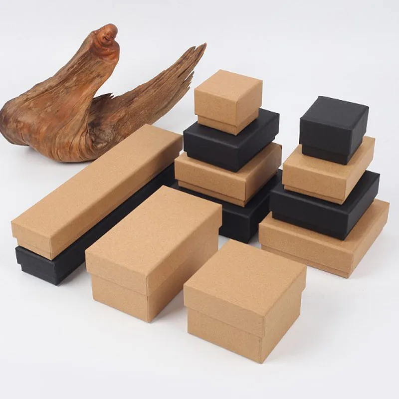 Коробка для ювелирных украшений из крафт-бумаги коробка упаковки колец сережек