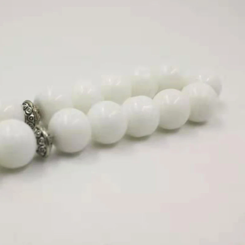Белая керамика tasbih Мусульманские Четки Молитва бусины 33 66 99 бусины белый камень Misbaha