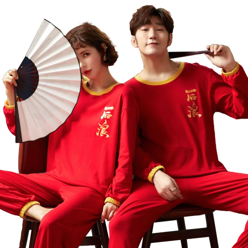 

Nightgown Cotton 2PCS Pajamas Suit Lovers' Sleepwear Couple Home Clothing Soft Warm Intimate Lingerie Printed Home Wear Pyjamas