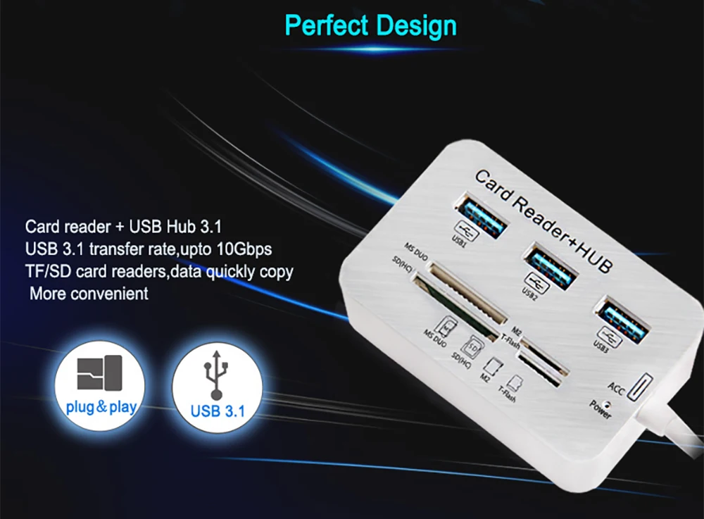 3 0/2.0USB/C хаб тип-c кабель 17 см usb-хаб usb порта мульти устройство для чтения карт SD TF ПК