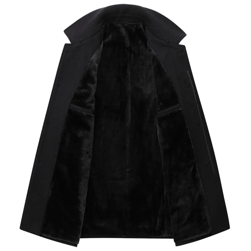 Зимнее шерстяное длинное пальто для мужчин толстые шерстяные куртки Теплые