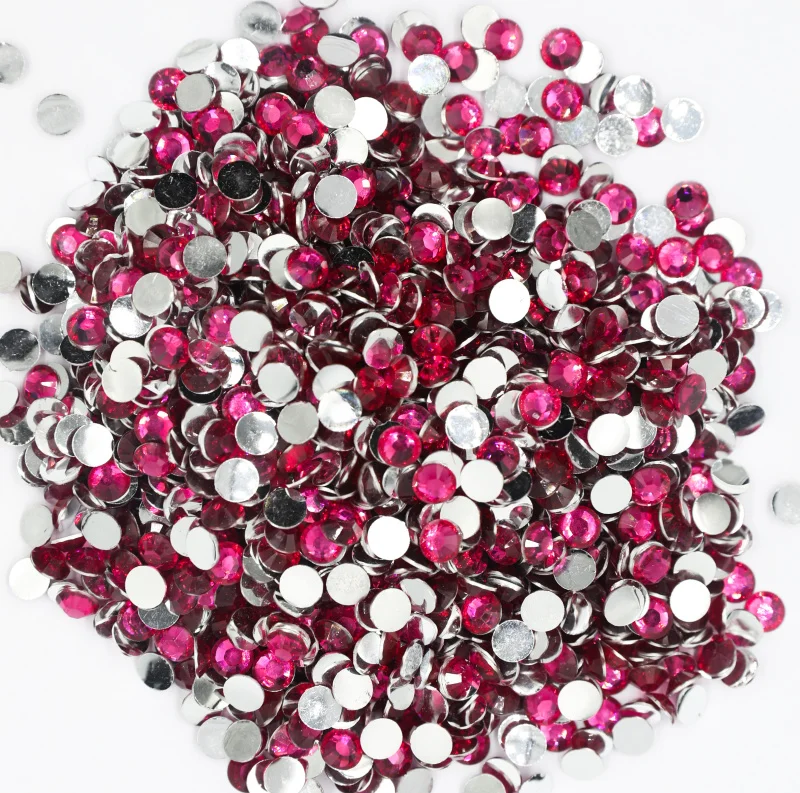 Dark Rose Color 3,4,5,6mm  Flatback стразы Resin Non hotfix Rhinestones in Bulk Package Plastic Nail Art Decoration for Garment