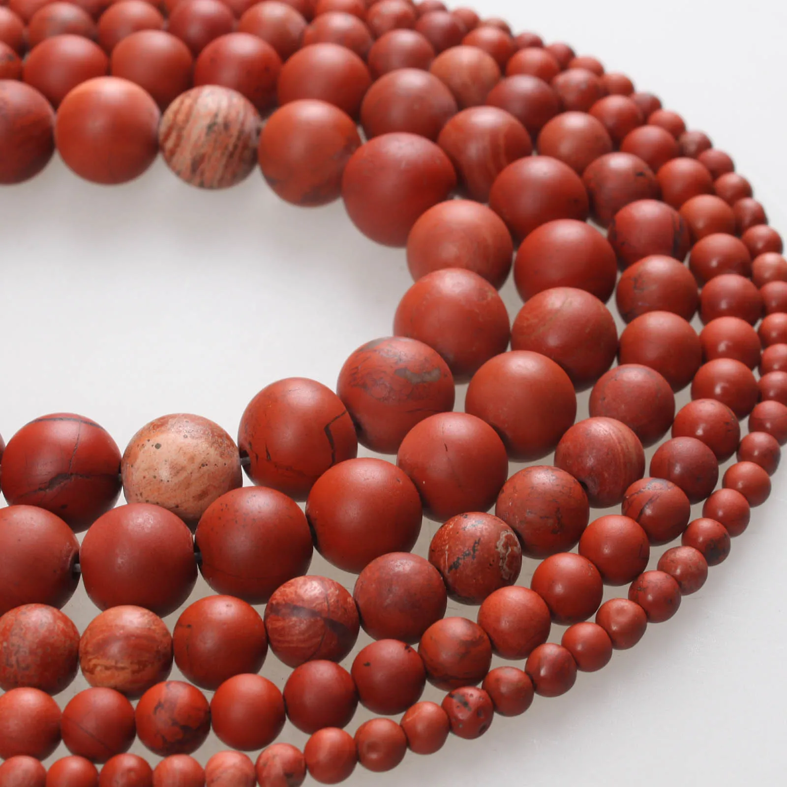 

Natural Stone Beads Matte Red Stone Frosted Red Jasper Round Loose Beads 4 6 8 10 12mm For Bracelets Necklace Jewelry Making