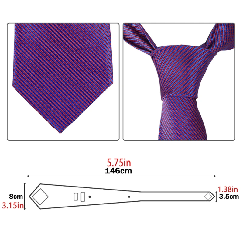 

Mens Plaid Striped Necktie Tie Clip Pocket Square Handkerchief Cufflinks Set with Gift Box for Business Wedding Party