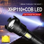 Новый XHP110 + COB Мощный светодиодный вспышка светильник 18650 перезаряжаемые тактический фонарик светильник факел XHP90 фальш светильник охотничий фонарь светодиодный светильник
