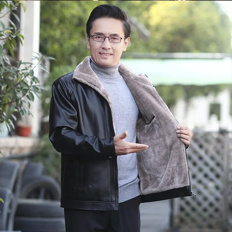 

Plus Velvet Solid Men Jacket 2020 New Brand Warm Thick Top Pu Leather Jacket Casual Oversized Outwear Winter Jacket Mens 4XL