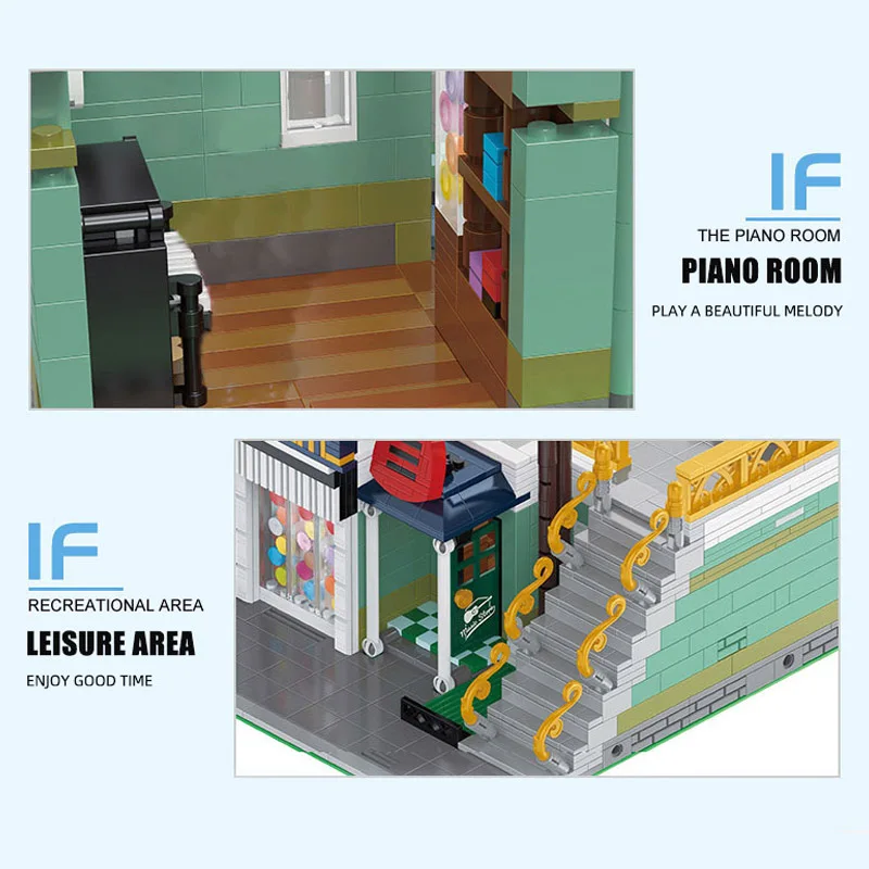 Строительные игрушки YC20008 уличный вид модель магазина музыкальных инструментов