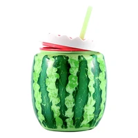 473 ml watermelon shaped water cup double layer insulation cup outdoor watermelon cup with lids and straws creative cups