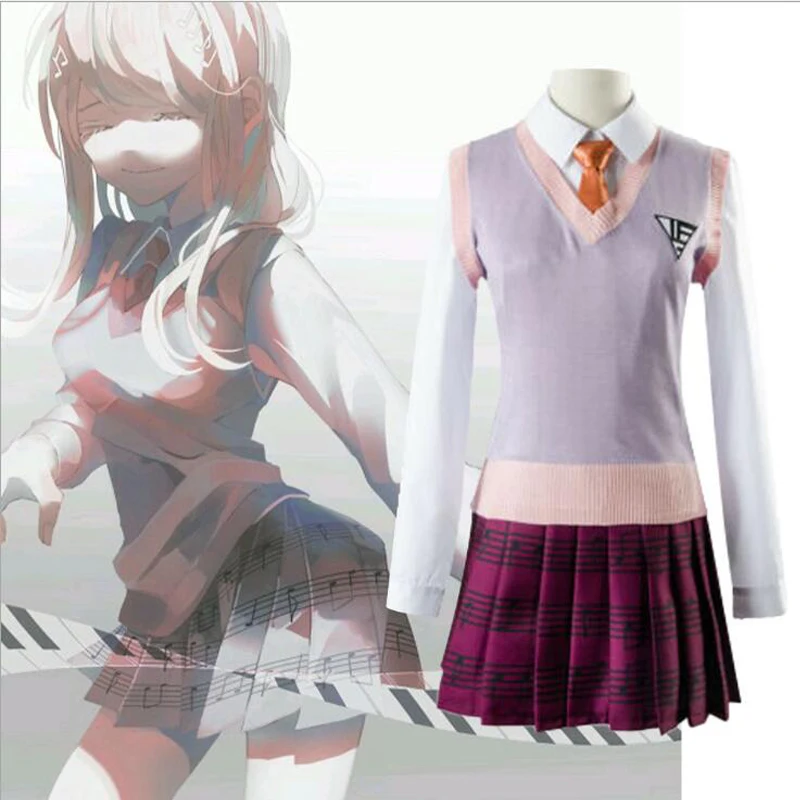 

Anime Danganronpa V3 Akamatsu kaede Cosplay Costume Uniforms Skirts Girls Women Halloween Party Festival Cosplay Dress Outfits