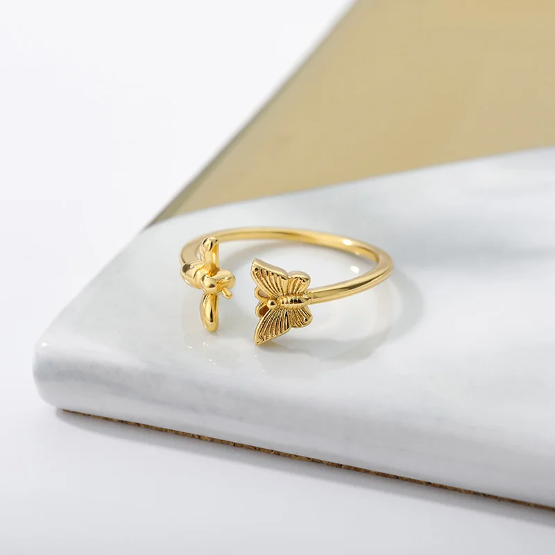

Small Bee Rings Opening Butterfly Rings Cute Insect Vintage Jewelry For Women Girls Valentine Day Gifts Bff Bijoux Bague Femme