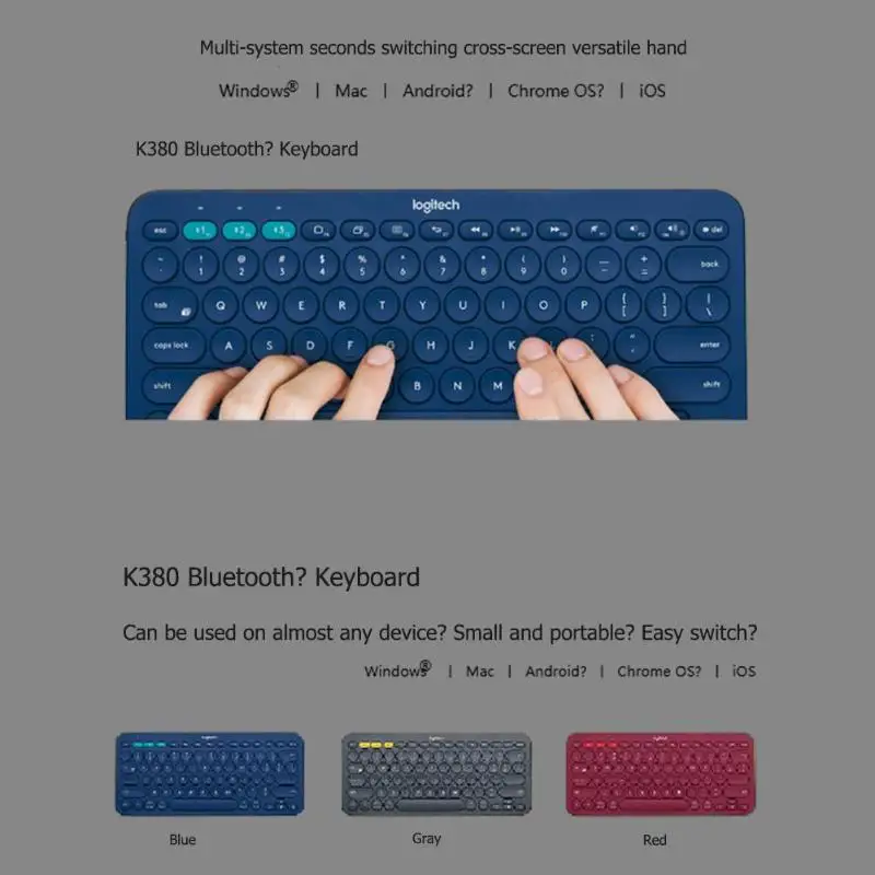 Многофункциональная bluetooth-клавиатура logitech K380, ультра тонкая мини Бесшумная клавиатура для MacOS, Windows, Android, iOS, ПК, ноутбука, планшета, телефона