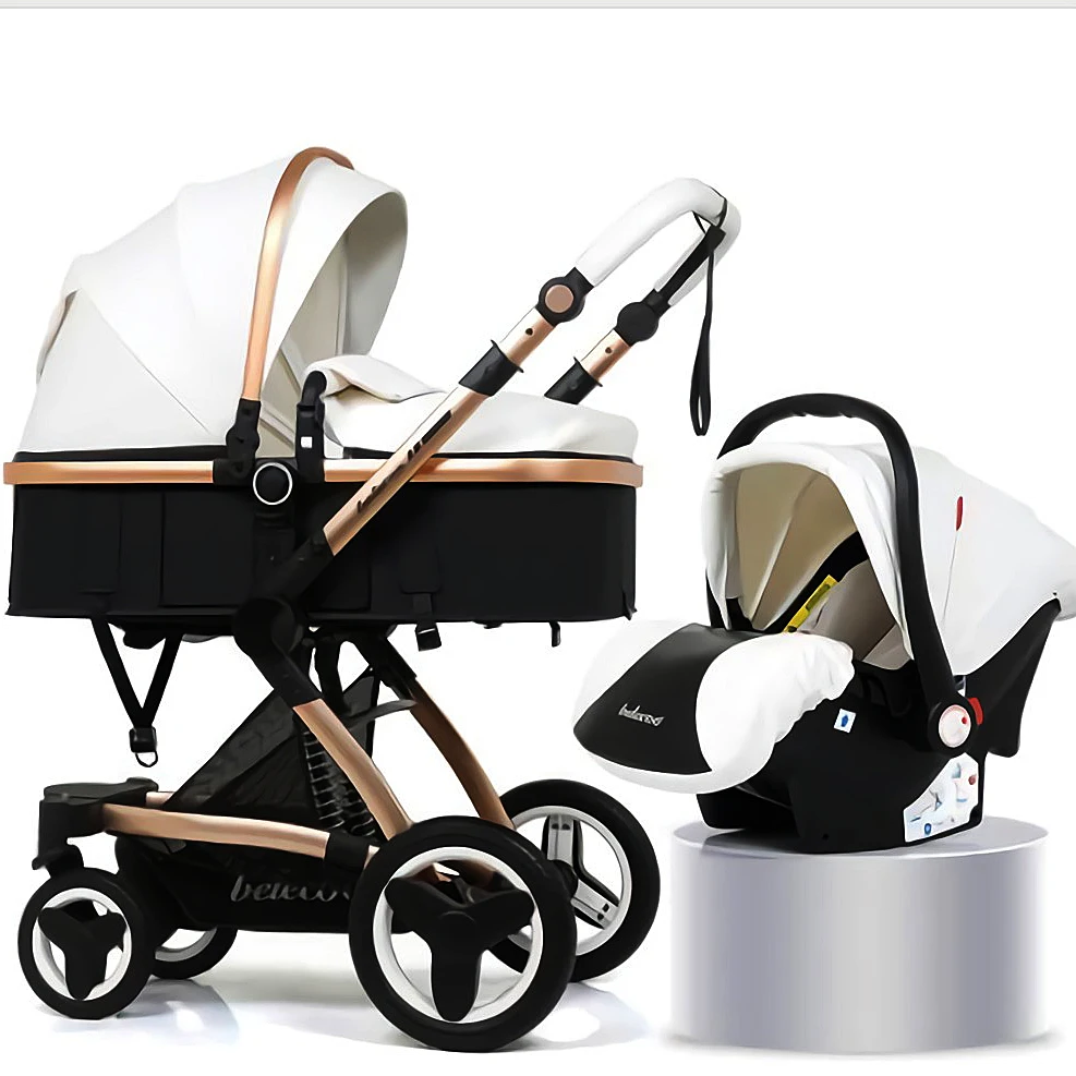 

Belecoo Luxury Baby Stroller 2 in 1 Carriage High Landscape Pram Suite for Lying and Seating on 2021