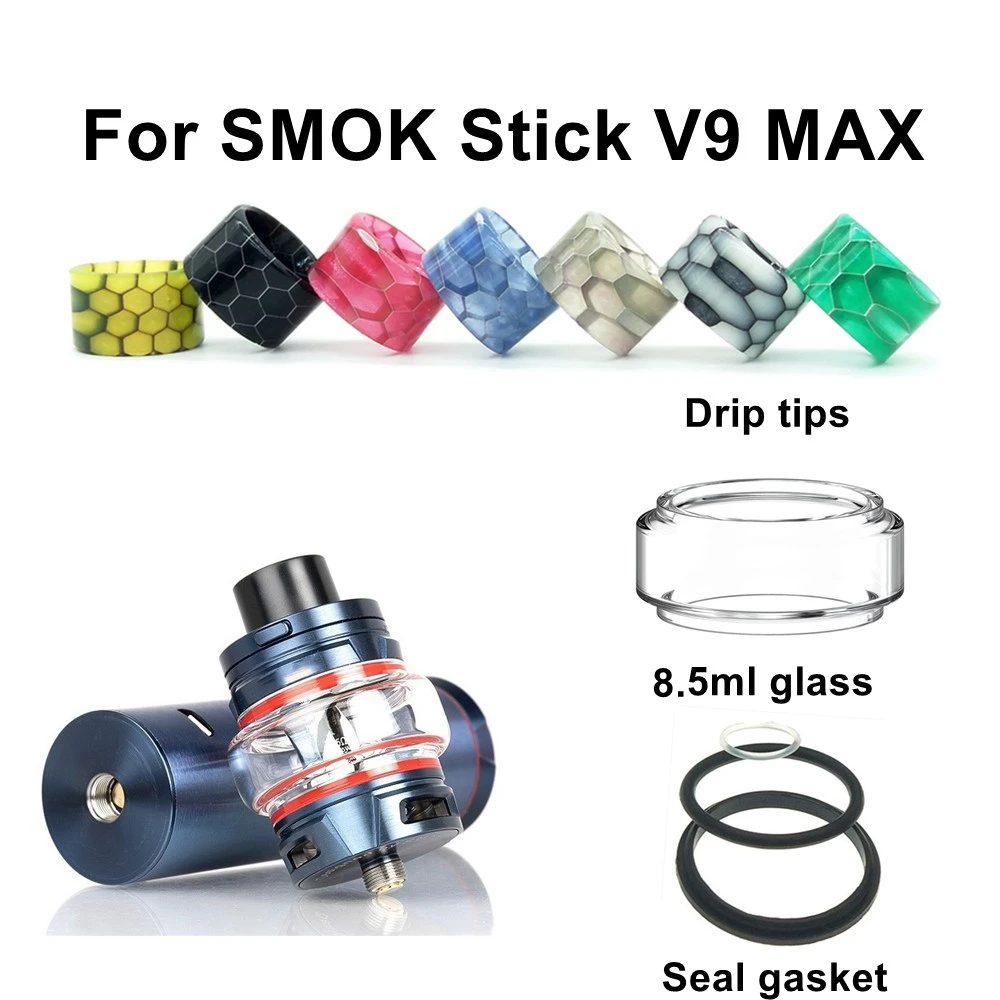 

Hongxingjia Original Glass Tube/ Seal Gasket/ Drip Tip For Smok Stick V9 Max Kit Atomizer Tank 8.5ml