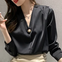 long sleeve v neck office lady blouse tops women blouse women blusas mujer de moda 2021 chiffon blouse women blouses blusa e205