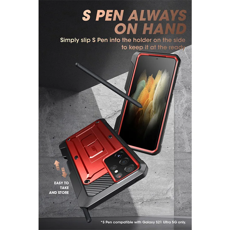 For Samsung Galaxy S21 Ultra 5G Case (2021 Release) SUPCASE UB Pro Full-Body Dual Layer Rugged Holster Kickstand with S Pen Slot