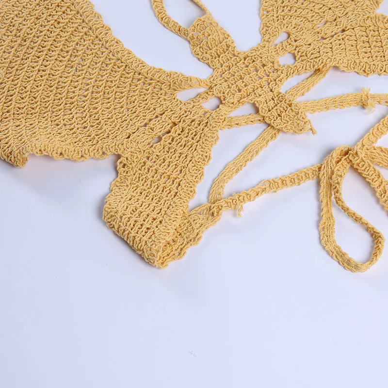 

Women Camisole Sexy Sweet Bandage Hollow Crop Top For Summer Club Party Knitted Butterfly Tank Tops Beach vacation Vest 2021