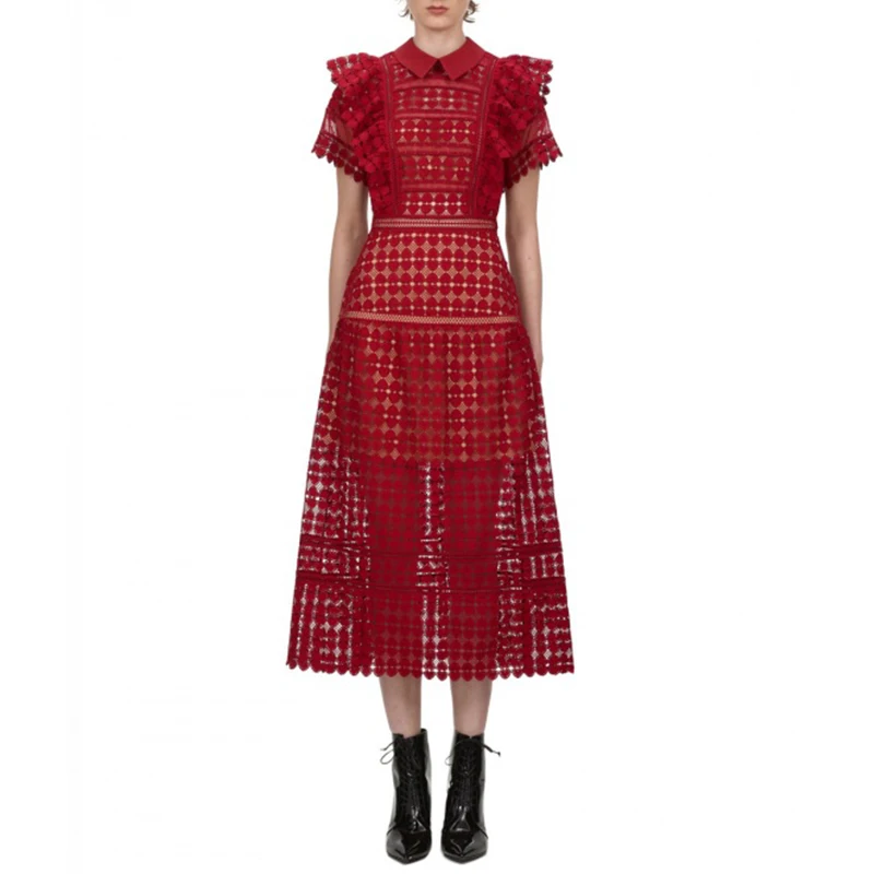 Новый 2020 красный элегантное с набивным кружевом Длинные вечерние платья для