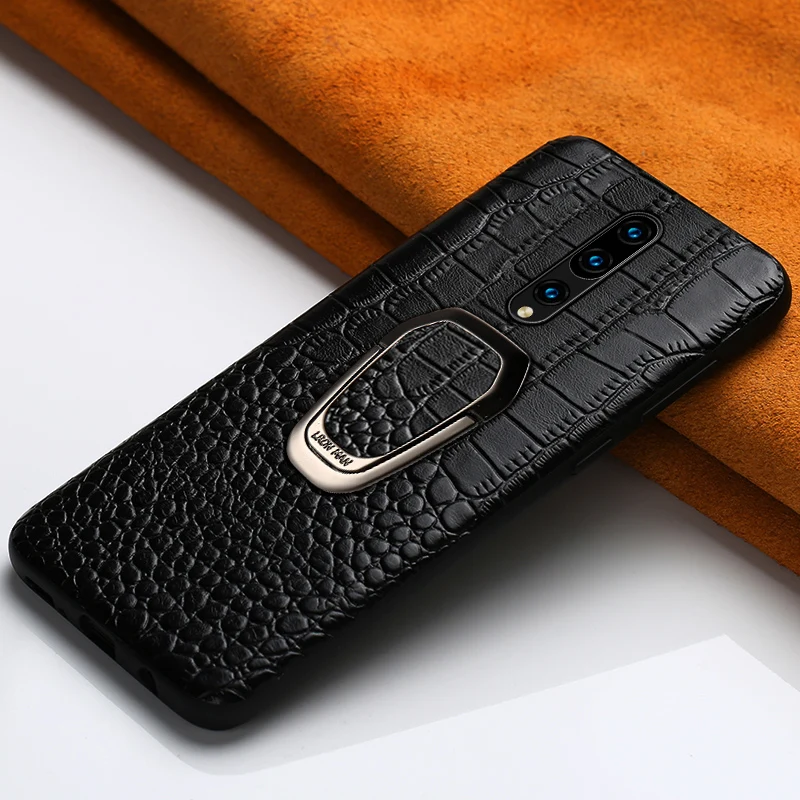 Genuine Leather Ring bracket Magnetic phone case for oneplus 7 7pro 6 6T Luxury cover One plus 7t pro 5 5t Fundas | Мобильные