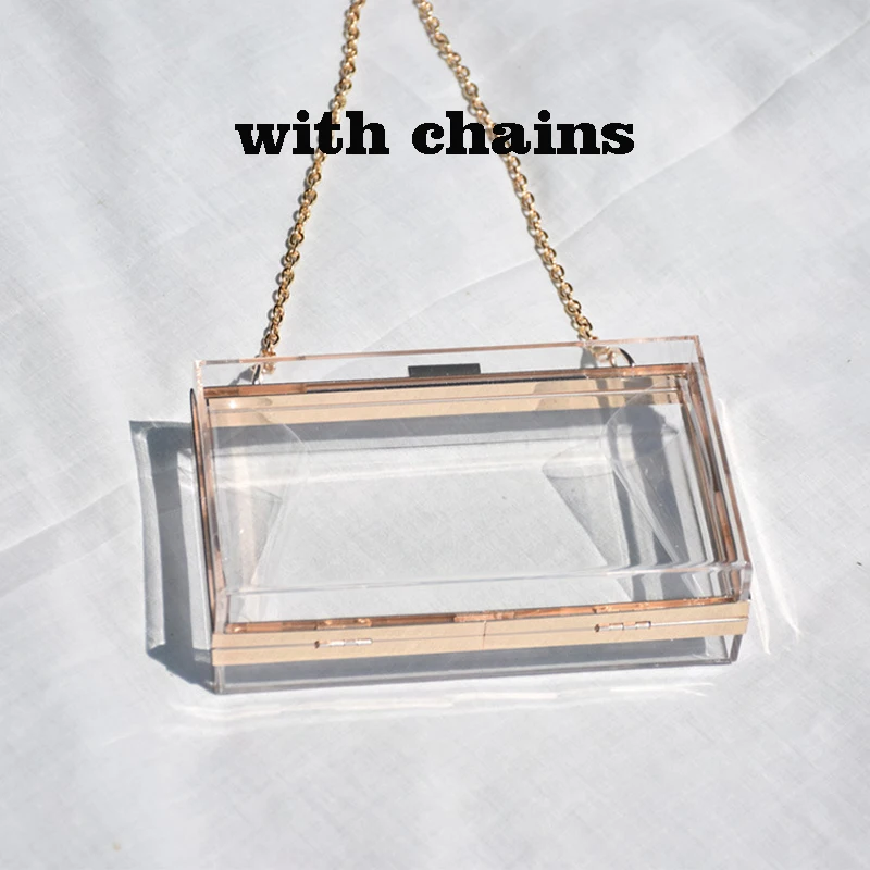 CR Gold O Chain Женская акриловая прозрачная сумка, сумочка, милая прозрачная сумка через плечо, женская прозрачная сумка, вечерние, свадебные, вечерние клатчи - Цвет: CR Gold O Chain