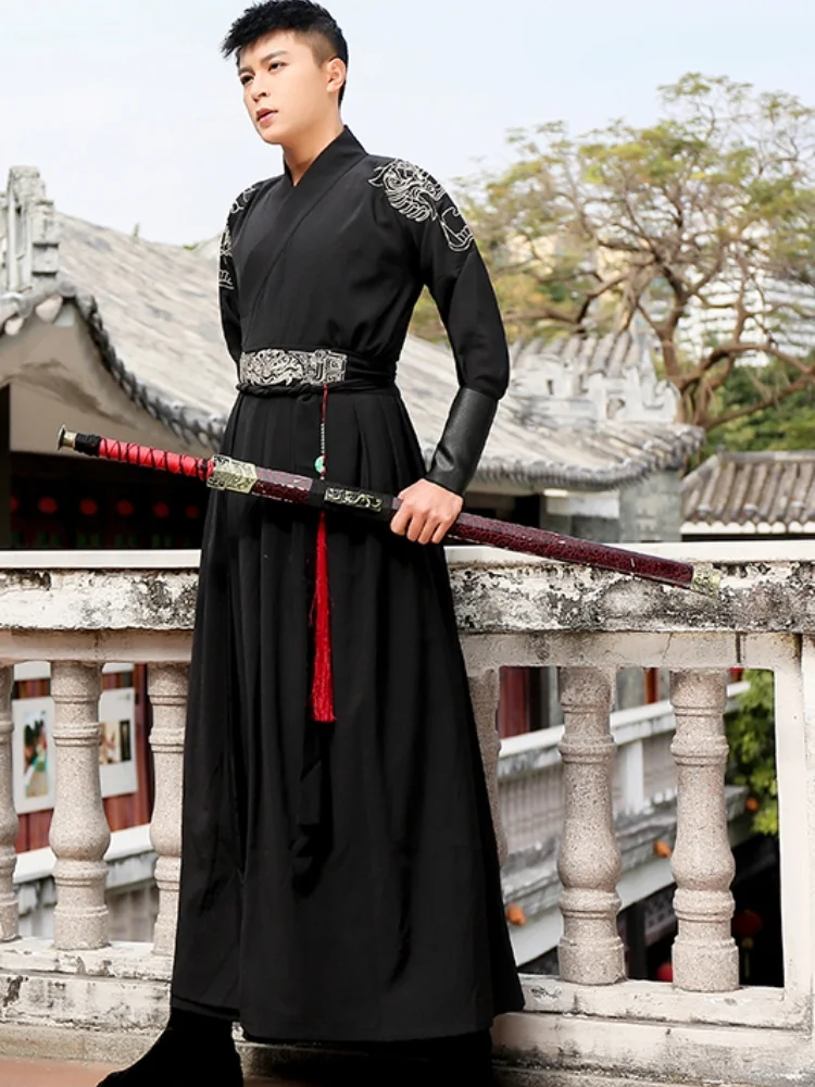 

Chinese Ancient Costume Hanfu Dress Traditional Classical Clothing Tang Dynasty Adult Swordsman Robe Men Halloween Costume