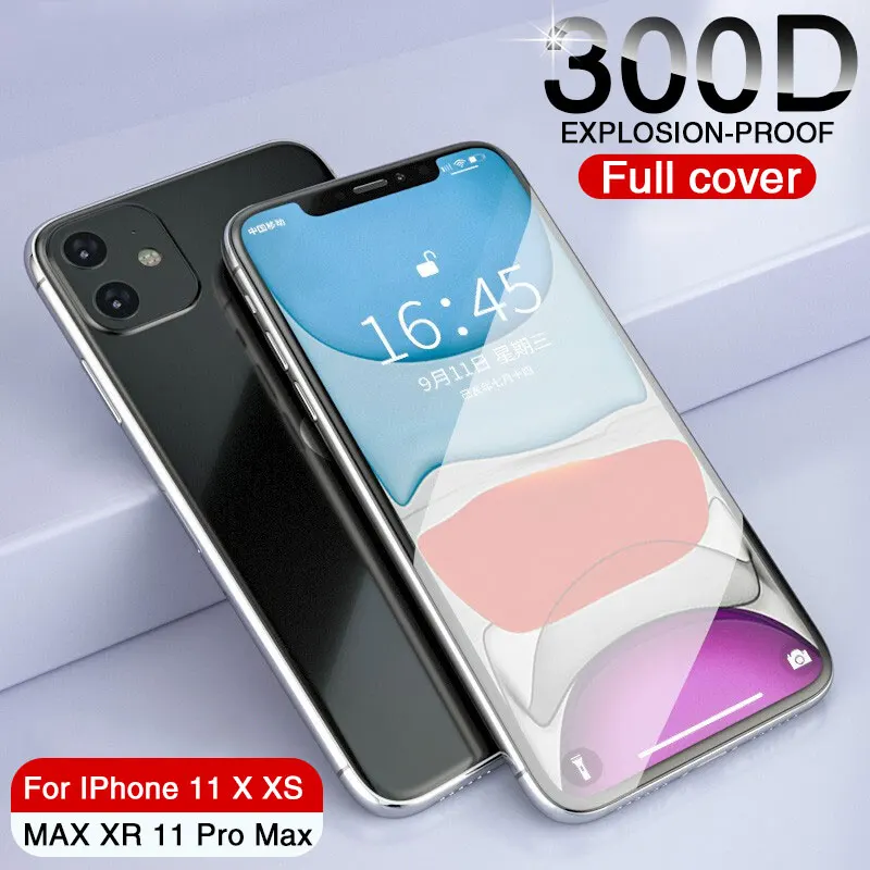 300D защитное стекло на iphone 11 Pro X XS Max XR закаленное защитное стекло для экрана iphone 11 Pro Max XR полное покрытие стекло