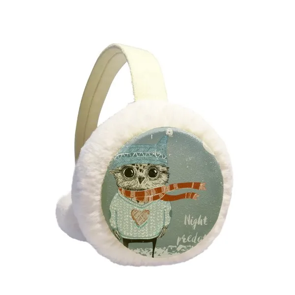 

Sketching Lovely Owl Winter Night Winter Earmuffs Ear Warmers Faux Fur Foldable Plush Outdoor Gift