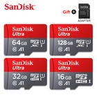 100% Оригинальный двойной флеш-накопитель SanDisk Micro SD карты 256 ГБ 128 Гб 64 Гб 98 МБс. 32 Гб оперативной памяти, 16 Гб встроенной памяти, A1 слот для карт памяти C10 флеш-карты TF карта с адаптером селфи-Стик