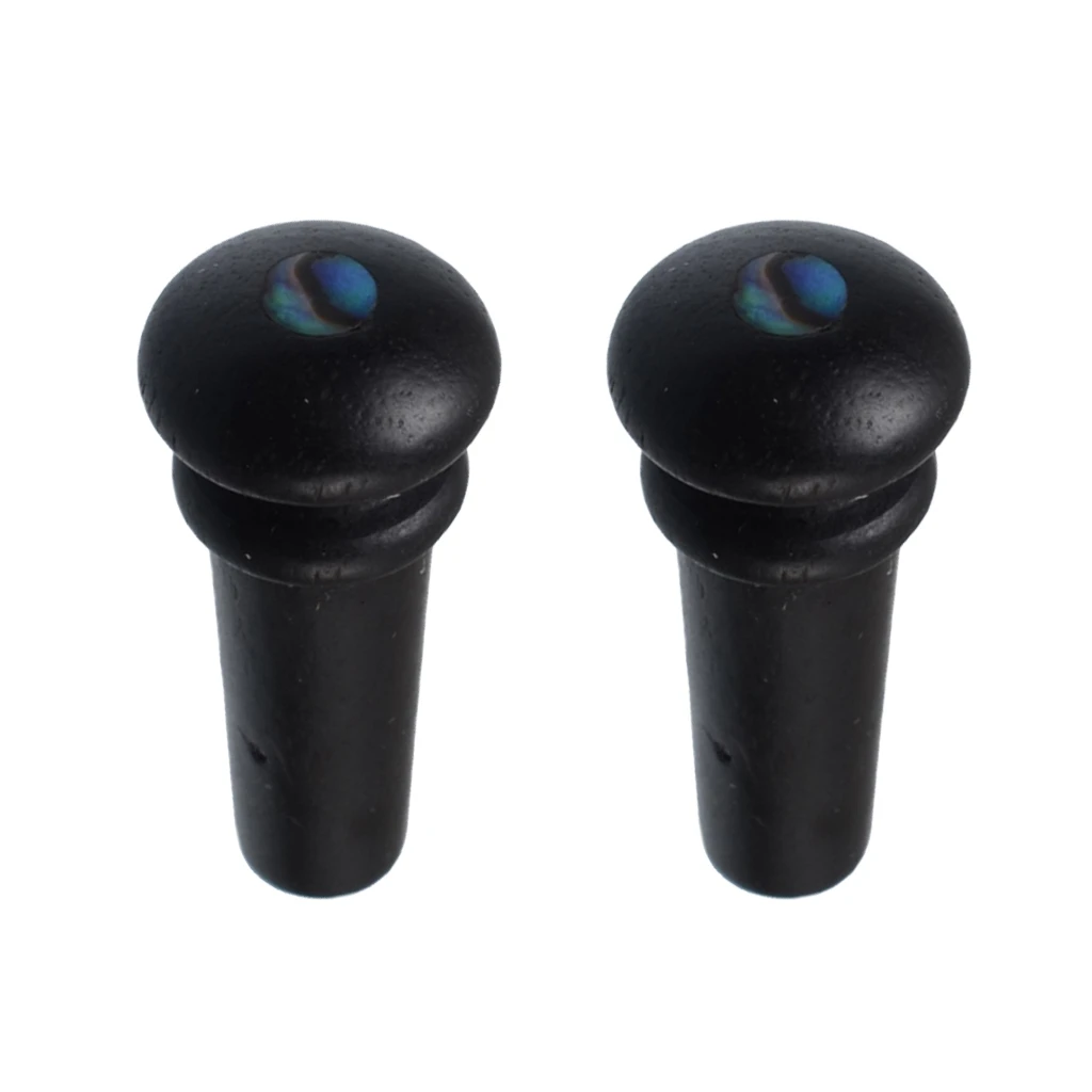 

2 Pieces Black Ebony Acoustic Guitar Endpins with Shell Dot Inlay String Instrument Parts
