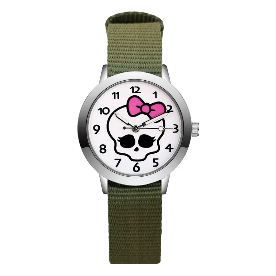 

Children's Cute Cartoon Skeleton Style Student Boy Girl Leather Nylon Steel Strap Quartz Wrist Watches JA96