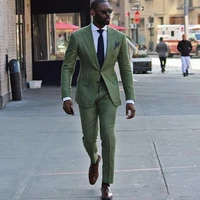 sage green men suits wedding tuxedos custom made slim fit two piece groom formal wear jacket pants male blazer prom evening