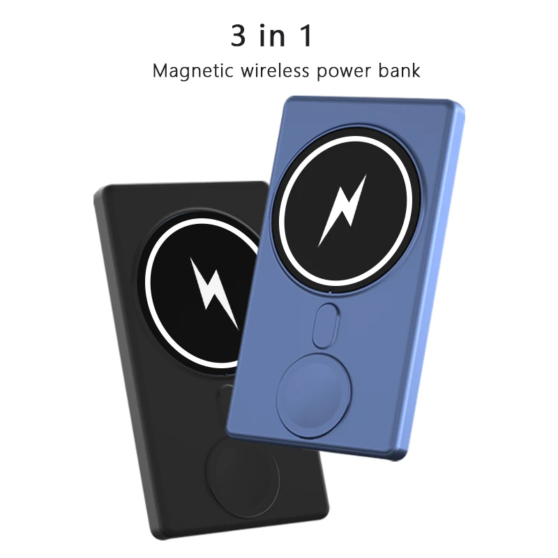 Cargador inal&aacute;mbrico magn&eacute;tico 3 en 1, cargador Qi de carga r&aacute;pida para iPhone 13, 12 Pro Max, Mini Powerbank para Apple Watch-3