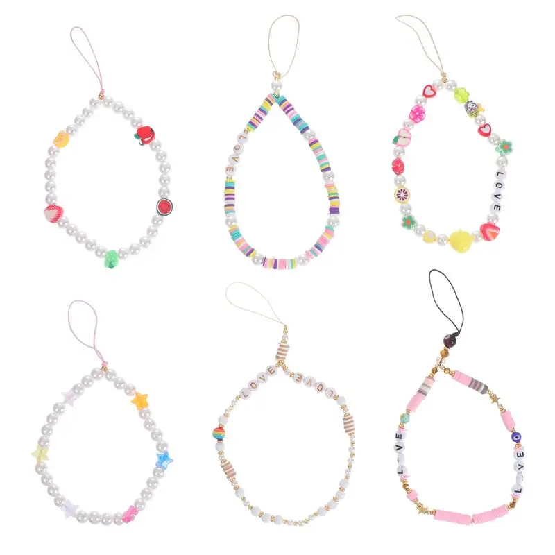 

6Pcs Phone Lanyards Creative Colorful Phone Pendants Fashionable Phone Chains