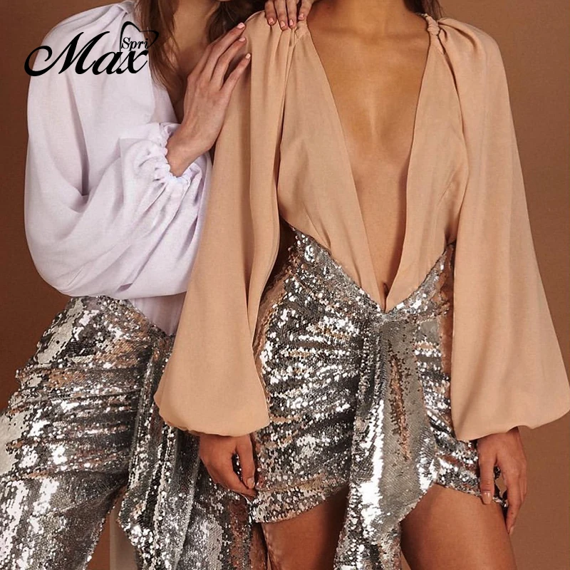 

Женские Асимметричные плиссированные мини-юбки Max Spri, вечерние мини-юбки с блестками, новинка 2019