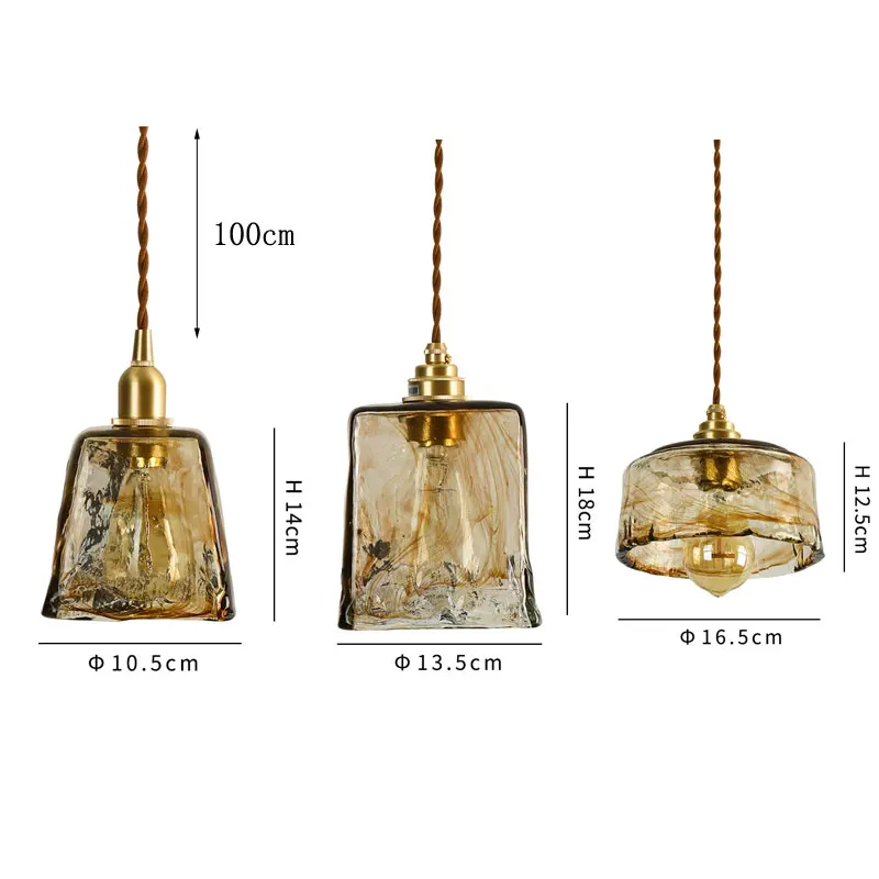 Винтажные подвессветильник светильники из золотого Витражного Стекла кухонные