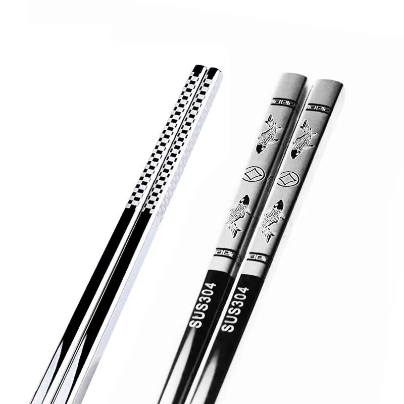 Metal Gifts Black Healthy Long Chinese Alloy Fishs Chopsticks Dragon Anti Stainless Iron Sticks Tableware Non Slip Sushi Rice | Дом и сад