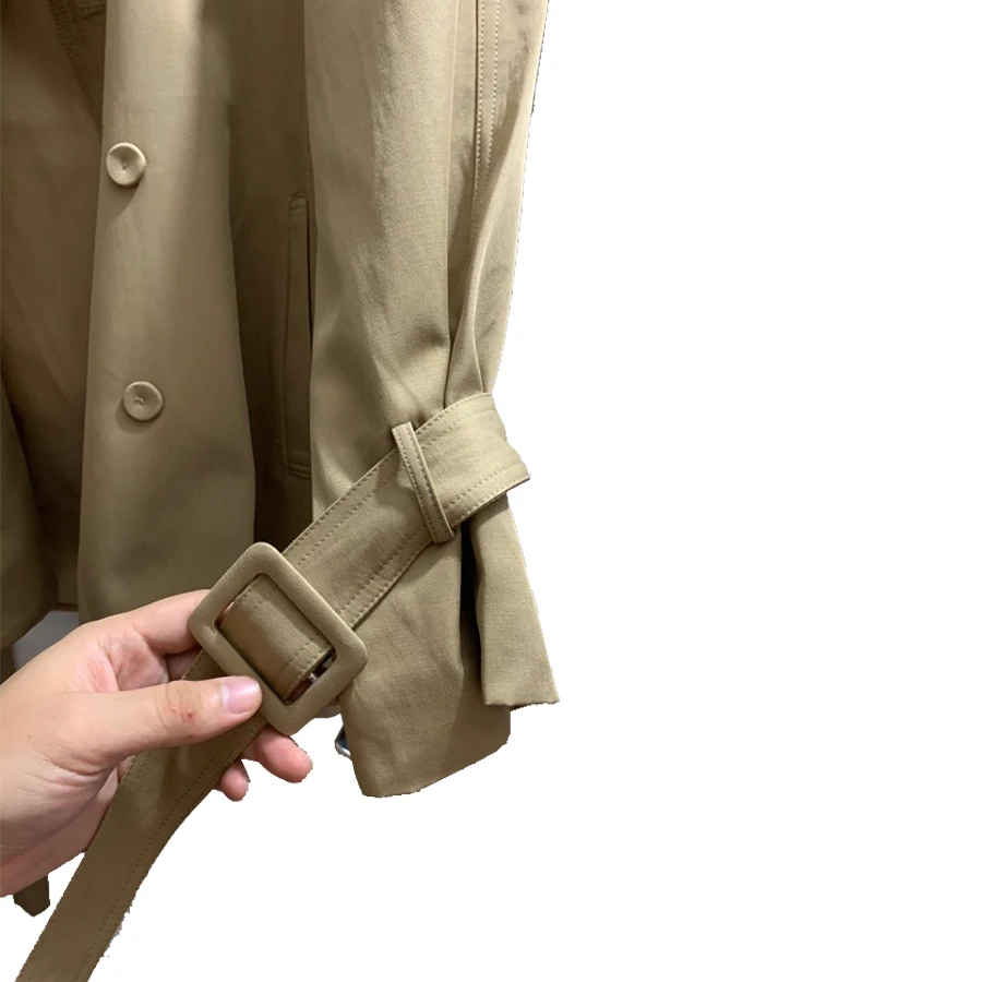

2021 free shipping Lady short Windbreaker coat long sleeve turndown collar casual lady trench coats