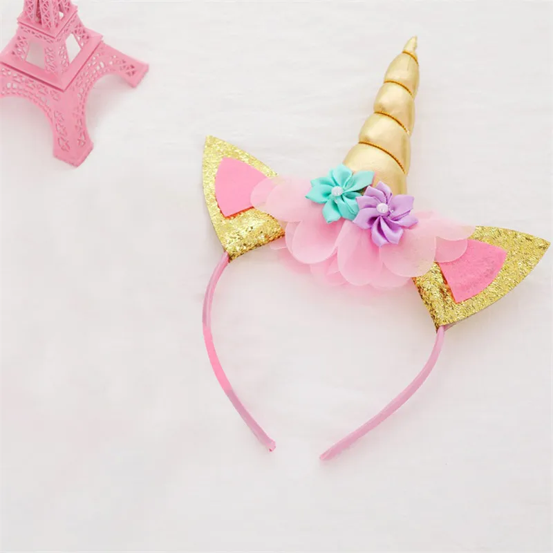 headband Платье с единорогом для девочек возрастом от 3 до 8 лет, новогодняя праздничная одежда Детские разноцветные Бальные платья принцессы до колена без крыльев - Цвет: headband