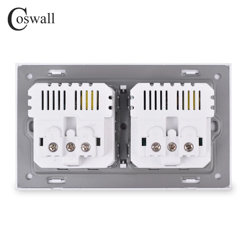 COSWALL бренд 2 банды Россия Испания настенная розетка стандарта ЕС с 4 USB зарядным портом скрытый мягкий светодиодный индикатор кристальная стеклянная панель