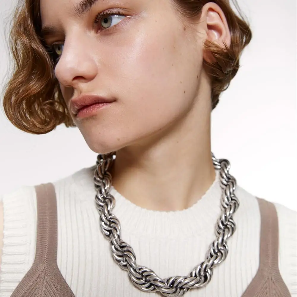 Женское многослойное ожерелье ZA винтажное золотистое металлическое ручной