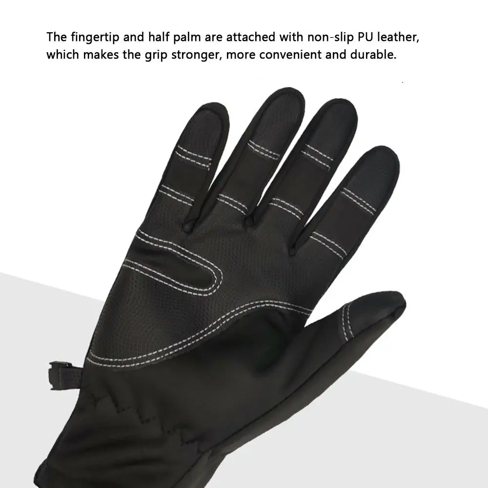 

Waterproof Glove All Fingers Touchscreen Nylon Zipper Warm Fluff Waterproof Winter Sports Cycling Climbing Gloves for Men