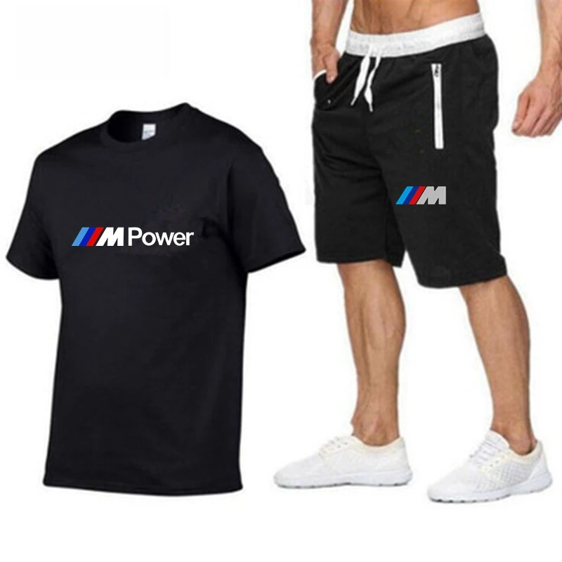 

2021 popular new cotton men's T-shirt + Sports Shorts Set summer high quality cotton T-shirt sports running set
