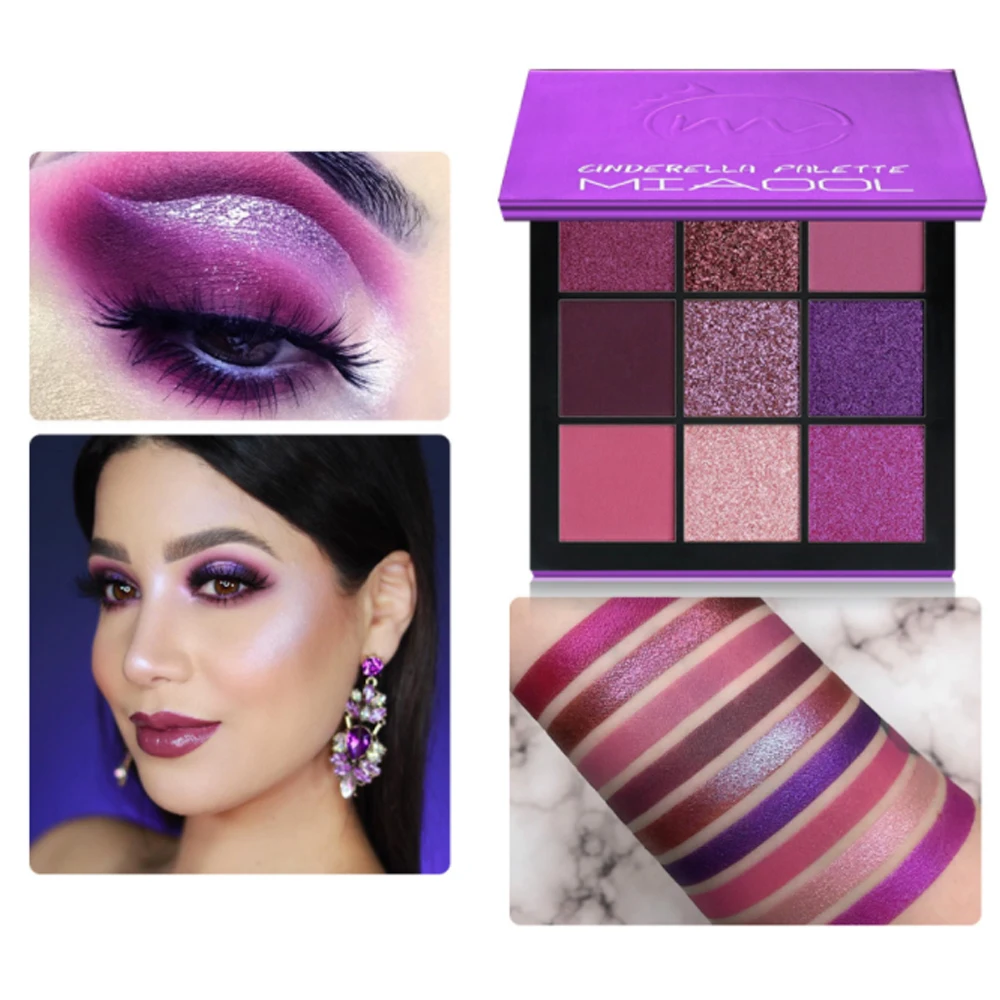 9 цветов в наборе неоновая фиолетовая палитра макияж тени для век пигмент