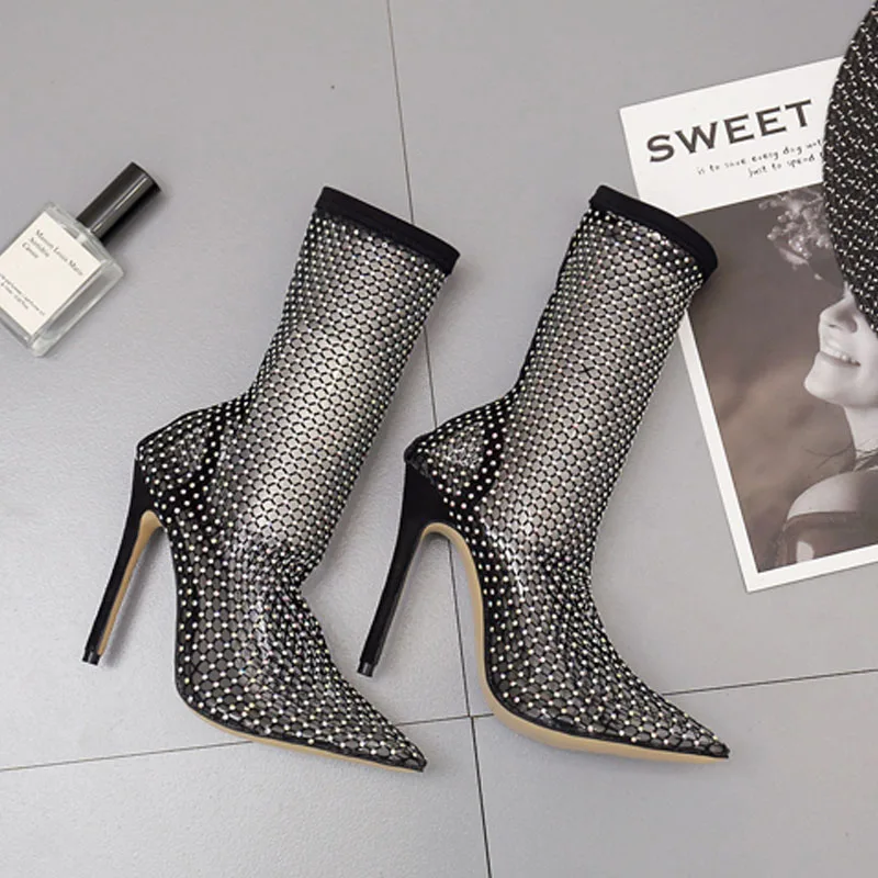 

2020 Ankle Boots Stiletto Heel Women sexy Shoes woman Gladiator Sandals Summer ladies Pointed Toe Rivets high clear heels talon