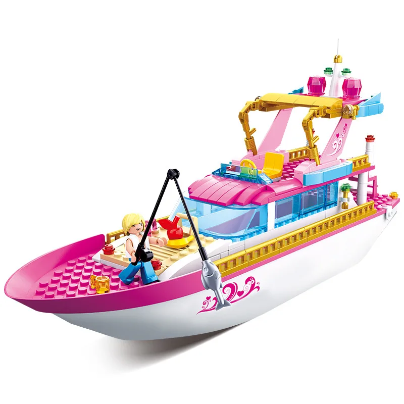Sluban 0721 серия Розовая мечта сад вилла лодка фигурки DIY строительные блоки кирпичи Enligten игрушка для детей девочек подарок на день рождения