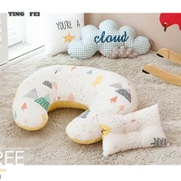 2 pcs pure cotton cartoon baby nursing pillow breastfeeding pillow anti spitting milk u shaped pillow for infants and toddlers