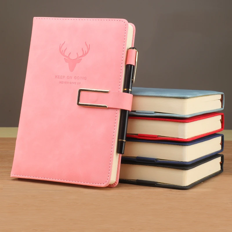 

one piec Cute deer head U-shaped magnetic buckle notebook A5 ultra-thick business diary book hand ledger office student supplies