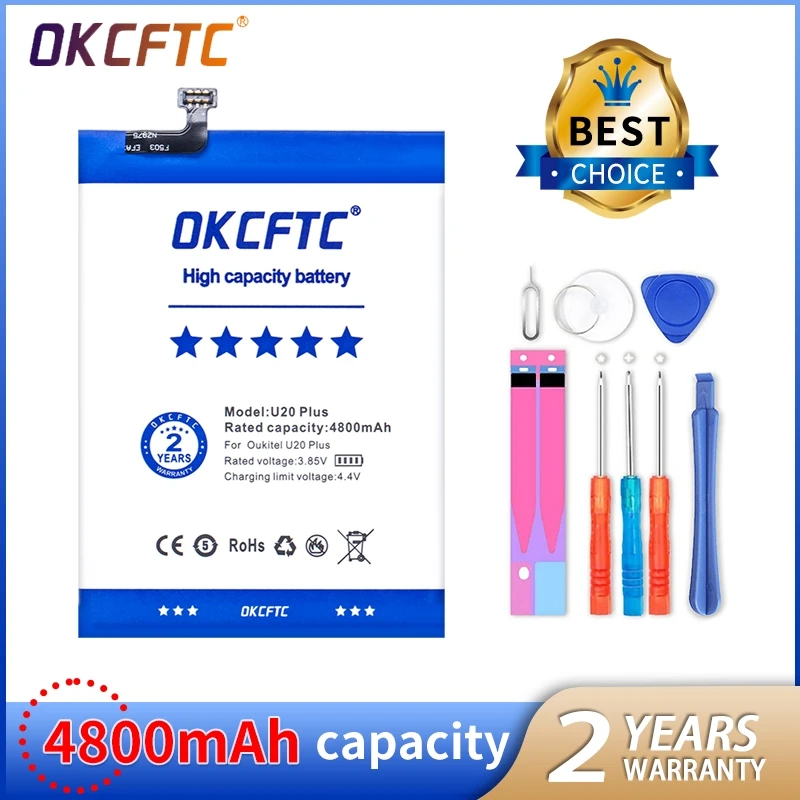

Original OKCFTC For Oukitel U20 Plus Battery High Capacity 4800mAh Battery Backup Replacement for Oukitel U20 Plus Smart Phone